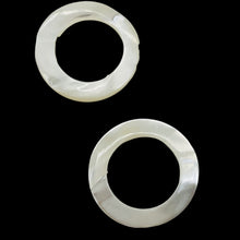 Load image into Gallery viewer, Mother of Pearl Round Carved Picture Frame Bead | 25x2mm | White | 2 Beads |