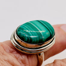 Load image into Gallery viewer, Gemstone Oval Malachite Sterling Silver Ring | Size 7 | Green | 1 Ring |