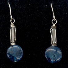 Load image into Gallery viewer, Dazzle Blue Apatite 10mm Coin Sterling Silver Earrings | 1 1/2 Inch Drop |