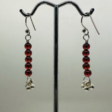 Load image into Gallery viewer, Champagne Garnet AAA 4mm Round Bead Dangle Earrings | 2" Long | Red |