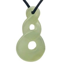Load image into Gallery viewer, Carved Translucent Serpentine Infinity Pendant with Black Cord 10821X