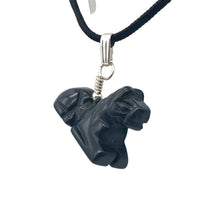 Load image into Gallery viewer, Black Stallion Obsidian Horse Pony Pendant with Silver Findings | 1" Long