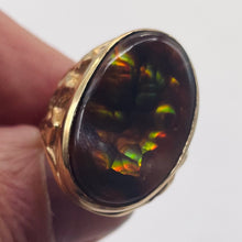 Load image into Gallery viewer, Natural Fire Agate 14K Gold Ring Size 7.75 Red Green Gold 25x15mm 15g