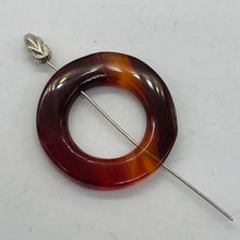 Load image into Gallery viewer, Carnelian Agate Picture Frame Circle | 31x5mm | Dark Orange White | 1 Bead |