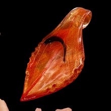 Load image into Gallery viewer, 1 Red Lampwork Silver Foil Leaf Pendant Bead 8661A