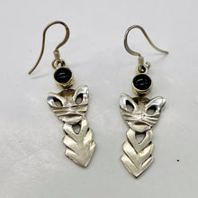 Load image into Gallery viewer, Stellar! Black Onyx Sterling Silver Kitty Cat Earrings | 1 1/2" Long |