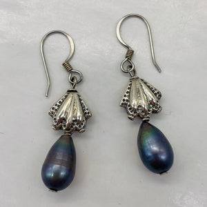 Rainbow Pearl Sterling Silver Dangle Earrings | 1 1/2" Long | Lavender | 1 Pair|
