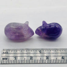 Load image into Gallery viewer, Two Amethyst Carved Mouse Animal Beads | 19x11x11 mm | Purple