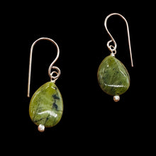 Load image into Gallery viewer, Nephrite Jade Briolette Bead Sterling Silver Earrings | Green | 1 1/4" Long |