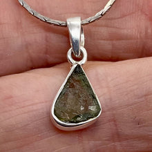 Load image into Gallery viewer, Moldavite 8.22ct Sterling Silver Triangle Pendant | 1" Long | Green | 1 Pendant|