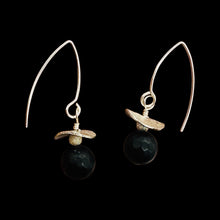 Load image into Gallery viewer, Black Stone - Africa Round Bead and Sterling Silver Earrings| Black Matte|