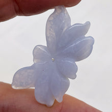 Load image into Gallery viewer, Chalcedony 20ct Hand Carved Flower Pendant Bead| 36x19x4mm|Blue| 1 Pendant Bead|