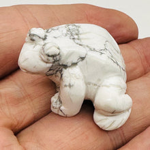 Load image into Gallery viewer, Frog Carved Howlite Statue | 1 Figurine | | 40x36x20mm | White. Gray
