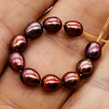 Load image into Gallery viewer, Natural Red Gold Freshwater Pearl Parcel 10 Oval Pearls 6x5mm Jewelry Making