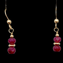 Load image into Gallery viewer, Natural Precious Gemstone Ruby Earrings with Gold Findings