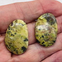 Load image into Gallery viewer, Turquoise Faustite Oval Beads| 33x22x6mm | Chartreuse, Black | 2 Beads |