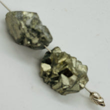 Load image into Gallery viewer, Pyrite Crystal Nugget Beads | 21x17x12mm to 19x14x14mm | Silver Gold | 2 Beads |