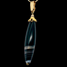 Load image into Gallery viewer, Hot! Black & White Sardonyx & 14Kgf Pendant | 2.5" Long |