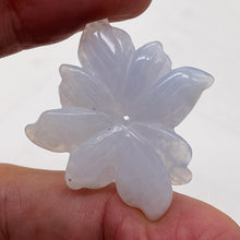 Load image into Gallery viewer, Chalcedony 29ct Hand Carved Flower Bead | 30x30x5mm | Blue | 1 Pendant Bead |