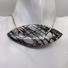 Load image into Gallery viewer, Picasso Jasper Marquis Pendant Bead | 77x32x5mm | Gray Black | 1 Bead |