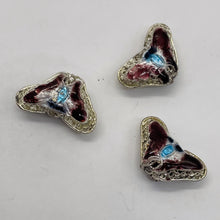 Load image into Gallery viewer, Cloisonne Butterfly Pendant Beads | Purple, Blue, Silver | 16x10x6mm | 3 Beads |