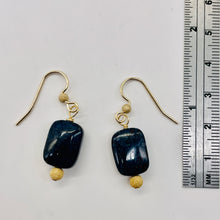 Load image into Gallery viewer, Pietersite Rectangle Bead 14K Gold Filled Earrings | 1 3/4" | Black Blue |