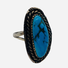 Load image into Gallery viewer, Turquoise Sterling Silver Freeform Ring | 6.75 | Blue Antiqued Silver | 1 Ring |