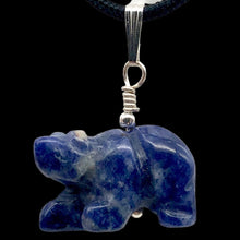 Load image into Gallery viewer, Roar! Hand Carved Natural Sodalite Bear Sterling Silver Pendant