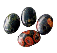 Load image into Gallery viewer, 4 Peach Blossom Jasper Flat Oval Beads 008271