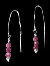 Load image into Gallery viewer, Glam Natural Purple Red Sapphire & Sterling Silver Earrings 306618Cc