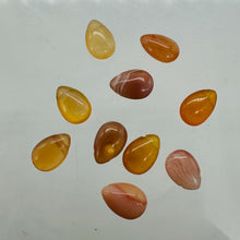 Load image into Gallery viewer, Botswana Agate Briolette Beads 10 Orange Pink Gemstone 12mm Jewelry Making