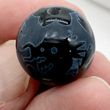 Load image into Gallery viewer, 1 Etched Dragon Phoenix Sardonyx 20mm Bead 10277 | 20mm | Black and White