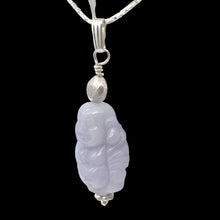 Load image into Gallery viewer, Hand Carved Lavender Jade Buddha Pendant with Silver Findings | 1 5/8" Long