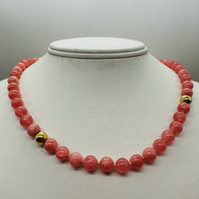Load image into Gallery viewer, Pink Rose Rhodochrosite 8mm Round Gemstone Hand Knotted Silk Necklace