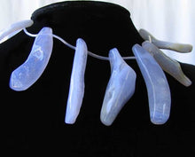 Load image into Gallery viewer, Natural Blue Chalcedony Bead Strand | 657cts | 44x10x6 to 31x13x10mm| 13 Beads|