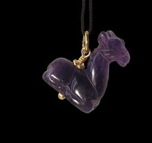 Load image into Gallery viewer, Graceful! Carved Amethyst Giraffe 22K Vermeil Gold Pendant 509267AMG