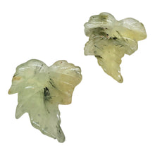 Load image into Gallery viewer, Hand Carved 2 Green/Yellow Prehnite Leaf Beads 10532G