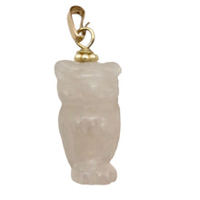 Load image into Gallery viewer, Rose Quartz Owl Pendant Necklace | Semi Precious Stone Jewelry | 14k gf Pendant|