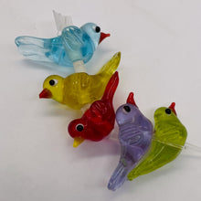 Load image into Gallery viewer, Lampwork Glass Birds | Blue, Yellow, Red, Green, Purple | 25x12x8mm | 10 Beads |