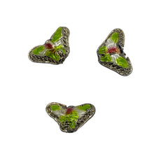Load image into Gallery viewer, Spring Green Cloisonne Butterfly Pendant Beads | 16x10x6mm | 3 Beads |