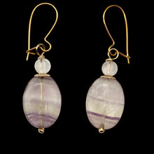 Load image into Gallery viewer, Enchanting Fluorite 15x10mm Bead Dangle 14K Gold Filled Earrings! | 1 1/2" Long|