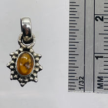 Load image into Gallery viewer, Amber Sterling Silver Bezel Set Pendant | 1/2" Long | Amber | 1 Pendant |