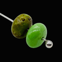 Load image into Gallery viewer, Gaspeite High Grade 8mm Rondelle Beads | 8mm | Green Brown | 2 Beads |