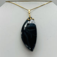 Load image into Gallery viewer, Psilomelane AAA with Spakling Crystals Marquise Pendant | 48x20x8mm | Black |