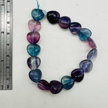 Load image into Gallery viewer, Fluorite Half Strand Round Heart Beads | 7" Long | Blue. Purple. Pink| 17 Beads|