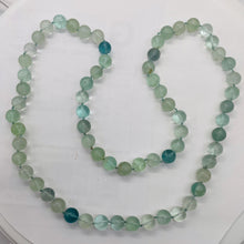 Load image into Gallery viewer, Fluorite 10mm Bead Necklace Knotted on Silk | 28" long | Green | 67 Beads |