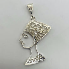 Load image into Gallery viewer, Queen Nefertiti Sterling Silver Image Pendant | 2" Long | Silver | 1 Pendant |