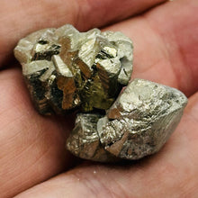 Load image into Gallery viewer, Pyrite Crystal Nugget Beads | 21x17x12mm to 19x14x14mm | Silver Gold | 2 Beads |