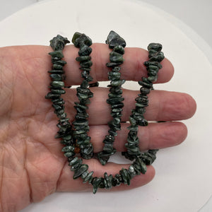 Seraphinite Bead Strand | Chip | 11x8x5 to 7x5x4mm | Green Silver | 200 Beads |
