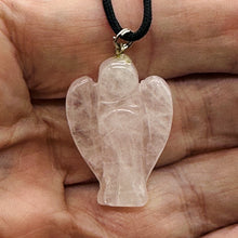 Load image into Gallery viewer, Pink Rose Quartz Angel Pendant Necklace Natural Gemstone 1 1/4 Inch